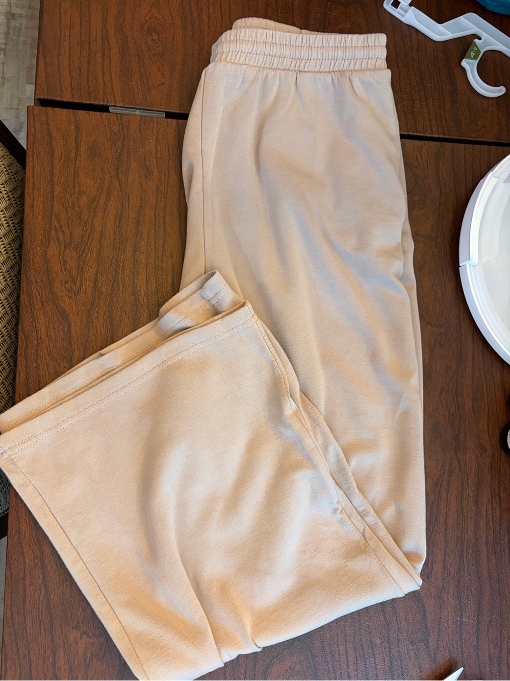 Always Beige Track Pants with Elastic Waist